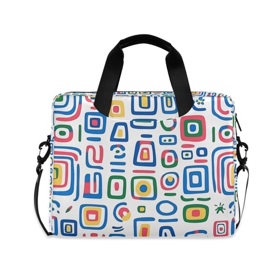 FORMRS 16" Laptop Bag Carrying Sleeve Case with Handle Travel Shoulder Briefcase, Blue Retro Pattern