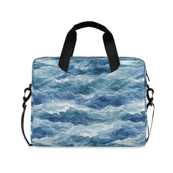 FORMRS 16" Laptop Bag Carrying Sleeve Case with Handle Travel Shoulder Briefcase, Blue Watercolor Ocean Waves