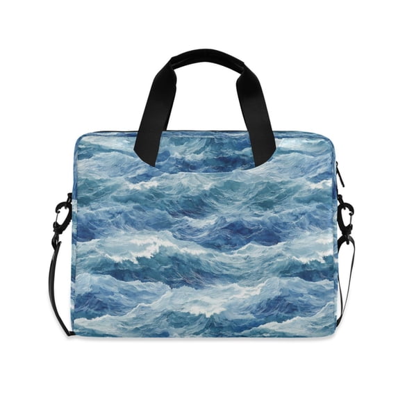 FORMRS 16" Laptop Bag Carrying Sleeve Case with Handle Travel Shoulder Briefcase, Blue Watercolor Ocean Waves