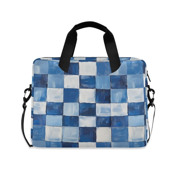 FORMRS 16" Laptop Bag Carrying Sleeve Case with Handle Travel Shoulder Briefcase, Blue and Gray Plaid Pattern