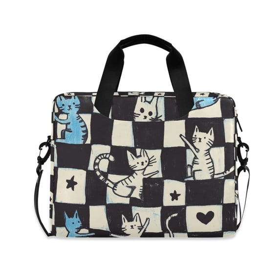 FORMRS 16" Laptop Bag Carrying Sleeve Case with Handle Travel Shoulder Briefcase, Blue and White Cat