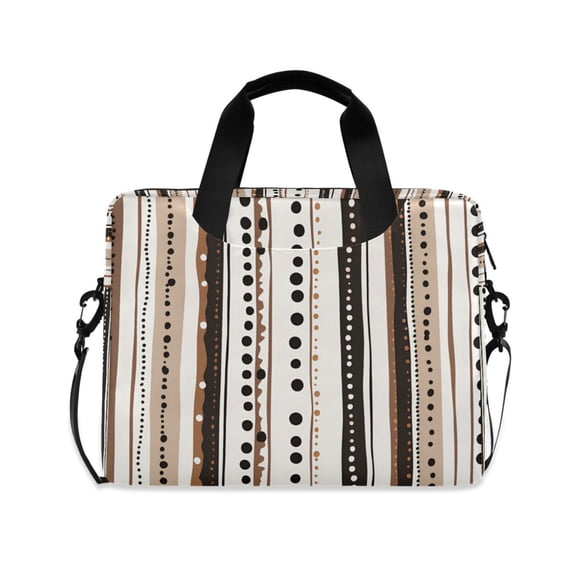 FORMRS 16" Laptop Bag Carrying Sleeve Case with Handle Travel Shoulder Briefcase, Brown Abstract Stripes