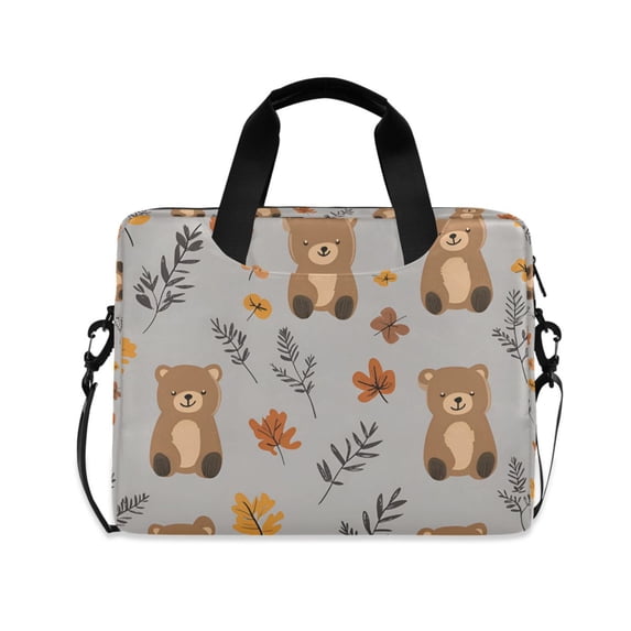 FORMRS 16" Laptop Bag Carrying Sleeve Case with Handle Travel Shoulder Briefcase, Brown Cartoon Bears