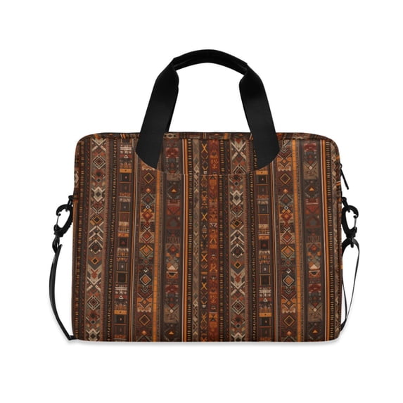 FORMRS 16" Laptop Bag Carrying Sleeve Case with Handle Travel Shoulder Briefcase, Brown Tribal Pattern