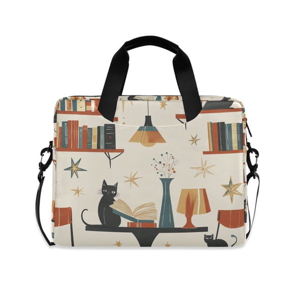 FORMRS 16" Laptop Bag Carrying Sleeve Case with Handle Travel Shoulder Briefcase, Cats Reading Pattern