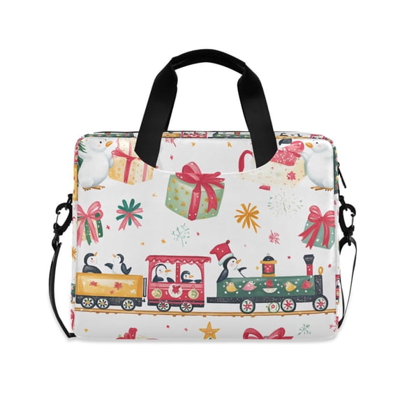 FORMRS 16" Laptop Bag Carrying Sleeve Case with Handle Travel Shoulder Briefcase, Christmas Penguin
