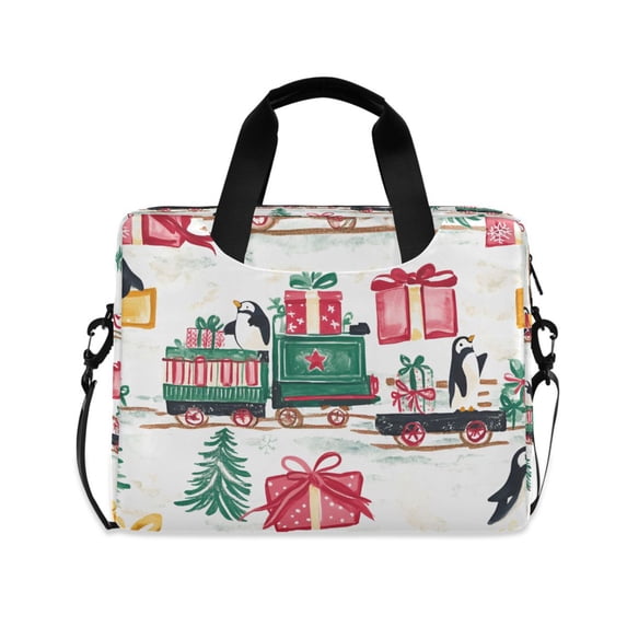 FORMRS 16" Laptop Bag Carrying Sleeve Case with Handle Travel Shoulder Briefcase, Christmas Train