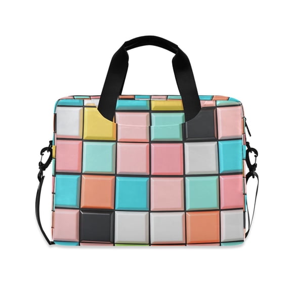 FORMRS 16" Laptop Bag Carrying Sleeve Case with Handle Travel Shoulder Briefcase, Colorful Checkered Pattern
