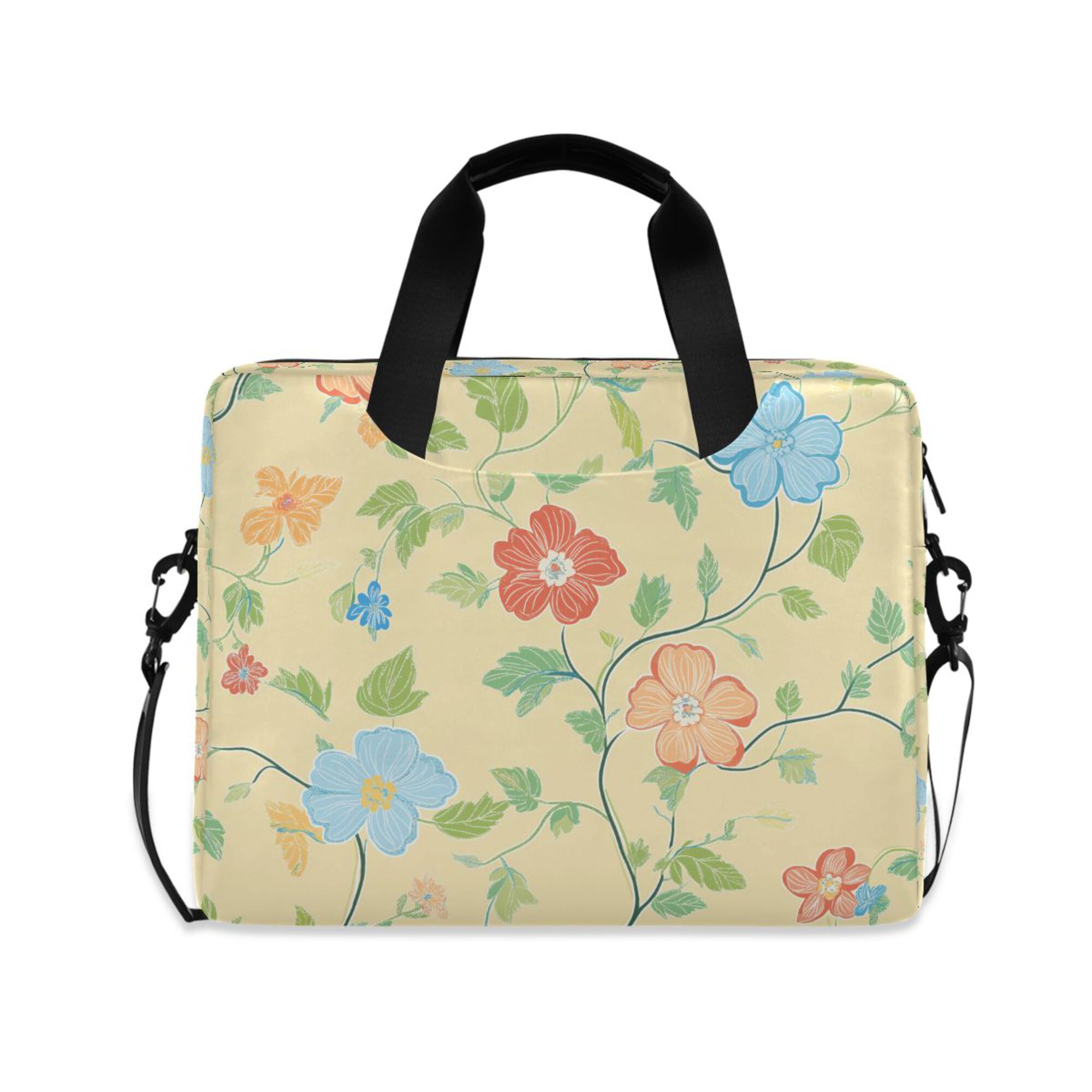 FORMRS 16" Laptop Bag Carrying Sleeve Case with Handle Travel Shoulder Briefcase, Colorful Flower