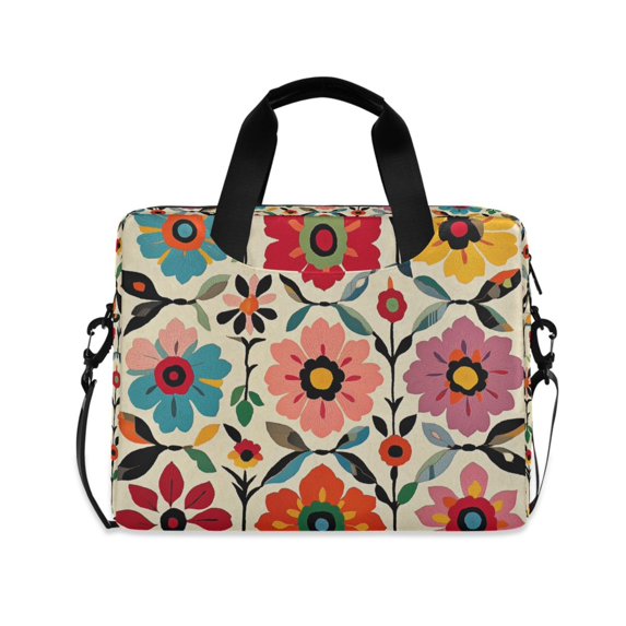 FORMRS 16" Laptop Bag Carrying Sleeve Case with Handle Travel Shoulder Briefcase, Colorful Flowers