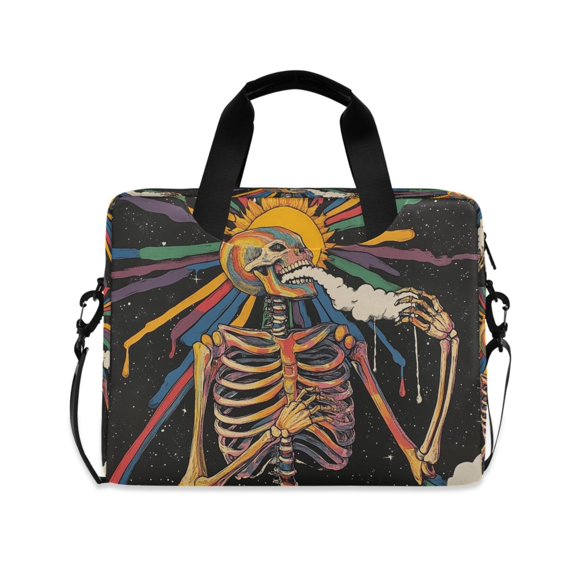 FORMRS 16" Laptop Sleeve Bag Carrying Case with Handle Travel Shoulder Briefcase, Colorful Skeleton Sun