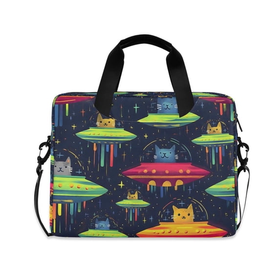 FORMRS 16" Laptop Sleeve Bag Carrying Case with Handle Travel Shoulder Briefcase, Colorful Space Cat