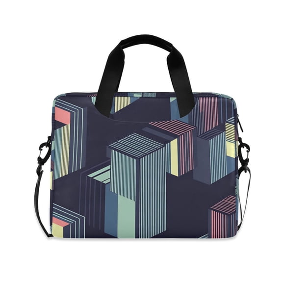 FORMRS 16" Laptop Bag Carrying Sleeve Case with Handle Travel Shoulder Briefcase, Cube Stripes