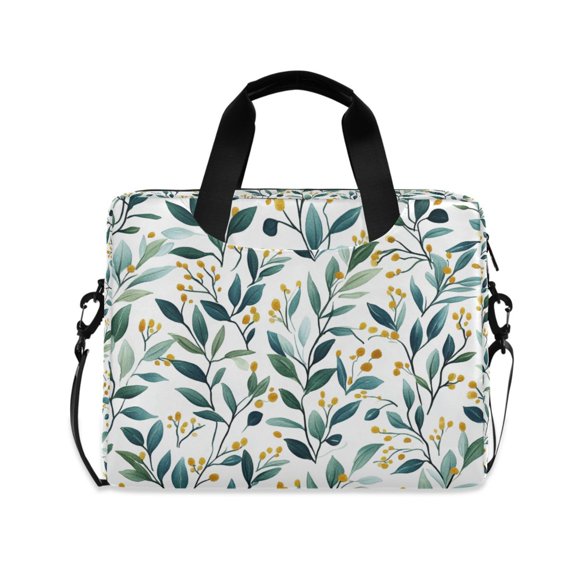 FORMRS 16" Laptop Bag Carrying Sleeve Case with Handle Travel Shoulder Briefcase, Darker Leafy Pattern