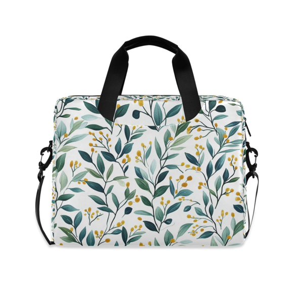 FORMRS 16" Laptop Bag Carrying Sleeve Case with Handle Travel Shoulder Briefcase, Darker Leafy Pattern