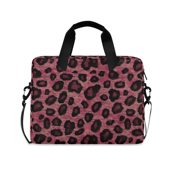 FORMRS 16" Laptop Bag Carrying Sleeve Case with Handle Travel Shoulder Briefcase, Deep Red Leopard Pattern
