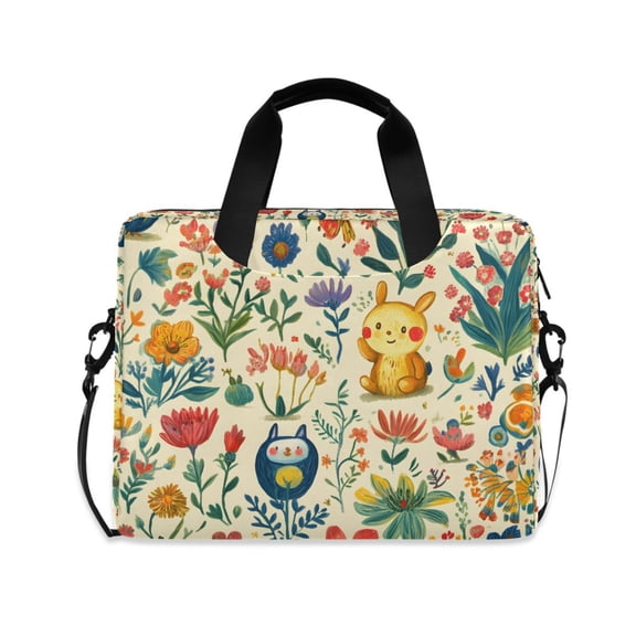 FORMRS 16" Laptop Bag Carrying Sleeve Case with Handle Travel Shoulder Briefcase, Floral Animals