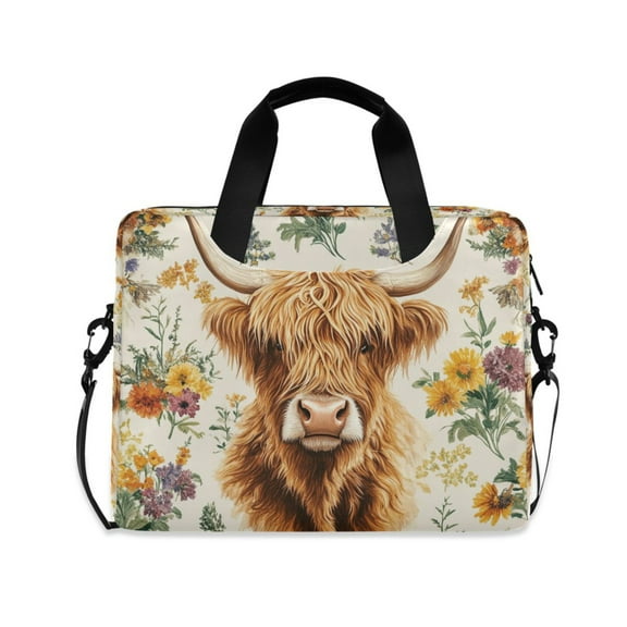 FORMRS 16" Laptop Sleeve Bag Carrying Case with Handle Travel Shoulder Briefcase, Floral Cow