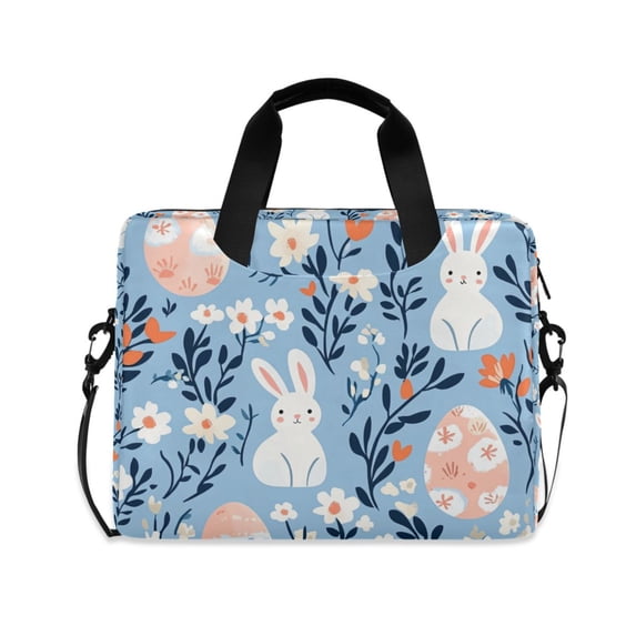 FORMRS 16" Laptop Bag Carrying Sleeve Case with Handle Travel Shoulder Briefcase, Floral Easter Rabbits