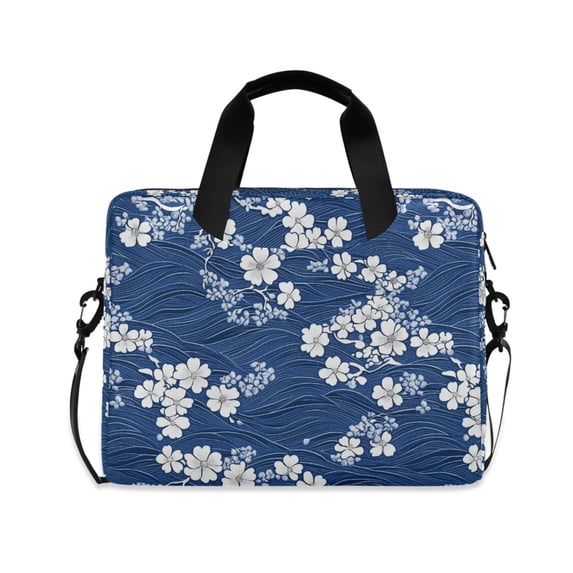 FORMRS 16" Laptop Bag Carrying Sleeve Case with Handle Travel Shoulder Briefcase, Floral Ocean Waves