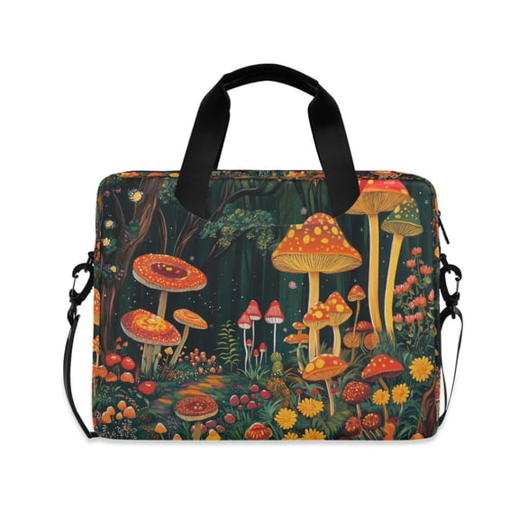 FORMRS 16" Laptop Bag Carrying Sleeve Case with Handle Travel Shoulder Briefcase, Forest Mushroom