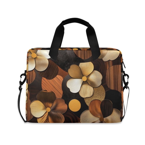 FORMRS 16" Laptop Bag Carrying Sleeve Case with Handle Travel Shoulder Briefcase, Gold Flower
