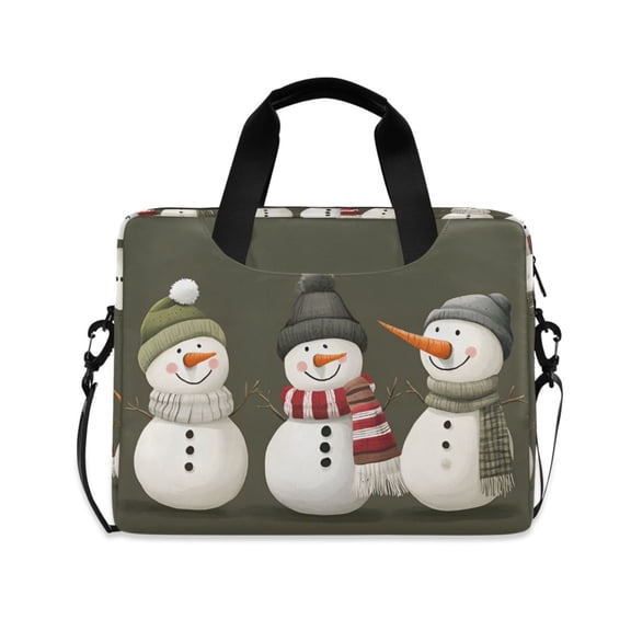 FORMRS 16" Laptop Bag Carrying Sleeve Case with Handle Travel Shoulder Briefcase, Gray Cute Snowmen