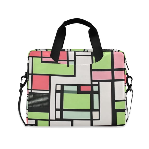 FORMRS 16" Laptop Sleeve Bag Carrying Case with Handle Travel Shoulder Briefcase, Green Abstract Geometric