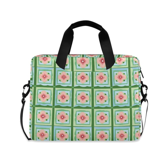 FORMRS 16" Laptop Bag Carrying Sleeve Case with Handle Travel Shoulder Briefcase, Green Blossom Mosaic