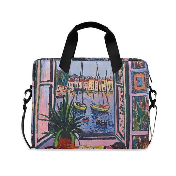 FORMRS 16" Laptop Bag Carrying Sleeve Case with Handle Travel Shoulder Briefcase, Green Boat