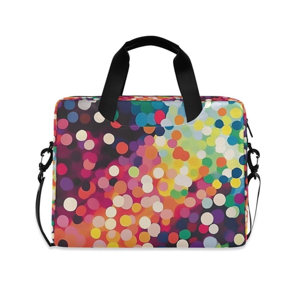 FORMRS 16" Laptop Sleeve Bag Carrying Case with Handle Travel Shoulder Briefcase, Green Colorful Circles