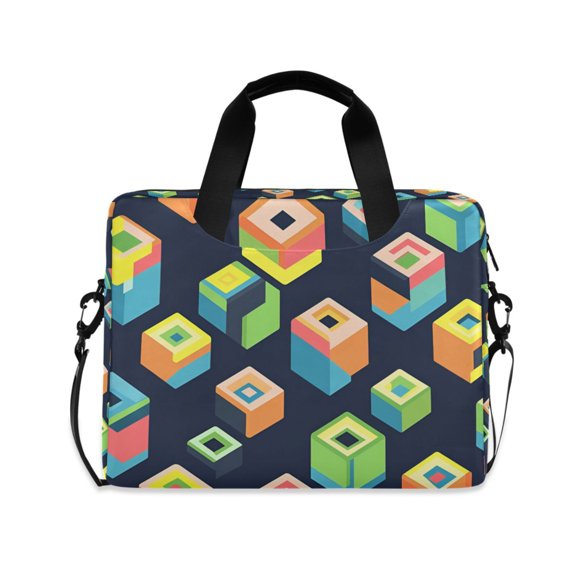 FORMRS 16" Laptop Sleeve Bag Carrying Case with Handle Travel Shoulder Briefcase, Green Cubes