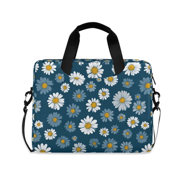 FORMRS 16" Laptop Bag Carrying Sleeve Case with Handle Travel Shoulder Briefcase, Green Daisy Pattern