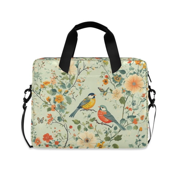FORMRS 16" Laptop Sleeve Bag Carrying Case with Handle Travel Shoulder Briefcase, Green Floral Pattern