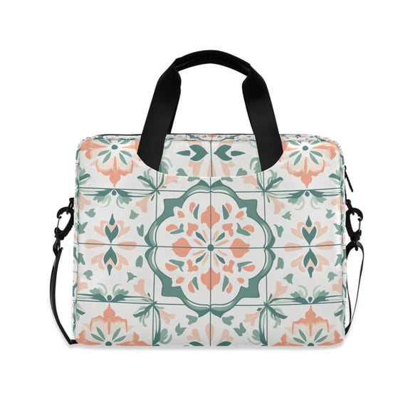 FORMRS 16" Laptop Bag Carrying Sleeve Case with Handle Travel Shoulder Briefcase, Green Geometric Pattern