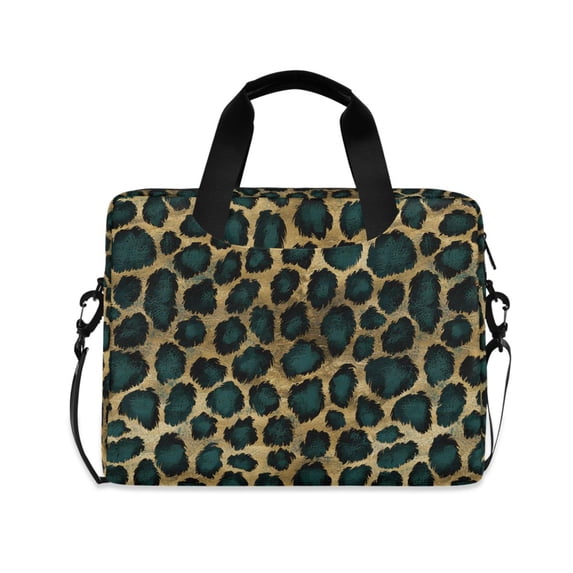 FORMRS 16" Laptop Bag Carrying Sleeve Case with Handle Travel Shoulder Briefcase, Green Leopard Pattern