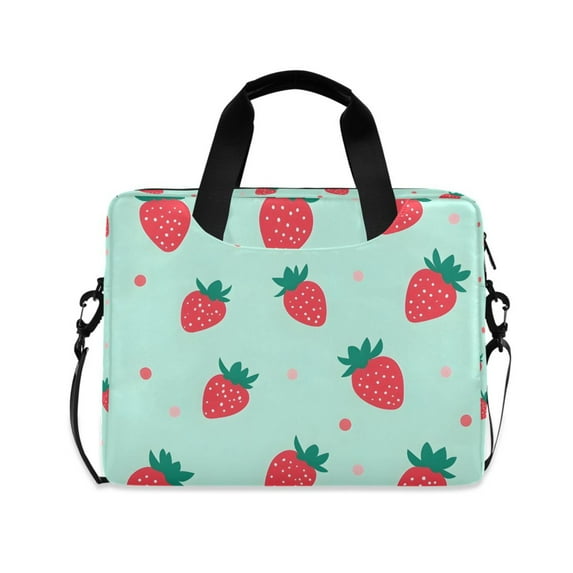 FORMRS 16" Laptop Sleeve Bag Carrying Case with Handle Travel Shoulder Briefcase, Green Strawberry