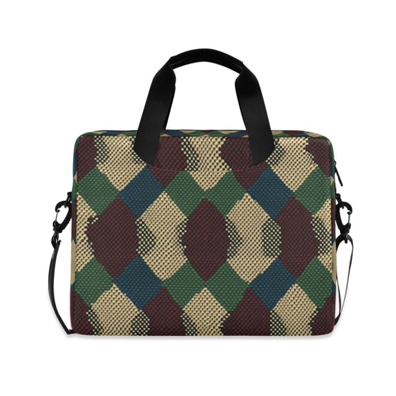 FORMRS 16" Laptop Bag Carrying Sleeve Case with Handle Travel Shoulder Briefcase, Green Tartan Pattern