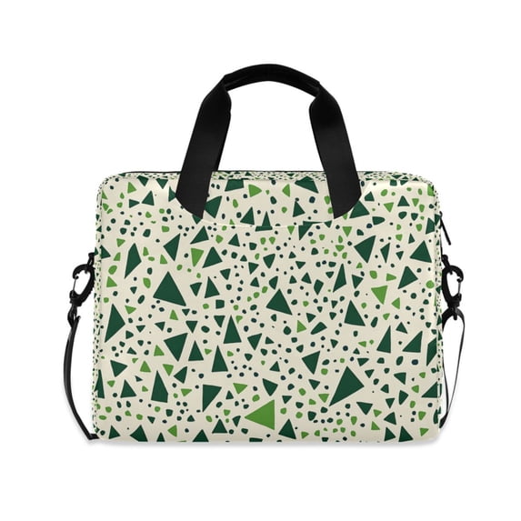 FORMRS 16" Laptop Bag Carrying Sleeve Case with Handle Travel Shoulder Briefcase, Green Triangles Pattern