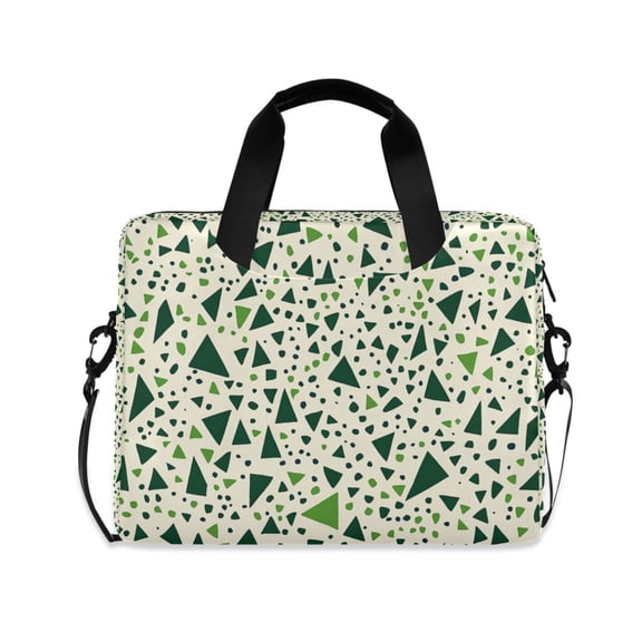 FORMRS 16" Laptop Bag Carrying Sleeve Case with Handle Travel Shoulder Briefcase, Green Triangles Pattern