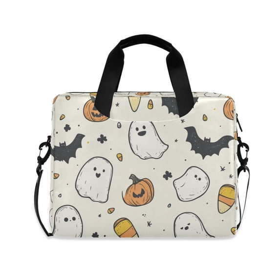 FORMRS 16" Laptop Bag Carrying Sleeve Case with Handle Travel Shoulder Briefcase, Halloween Happy Ghosts