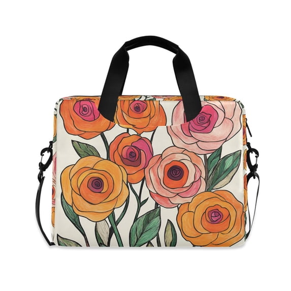 FORMRS 16" Laptop Bag Carrying Sleeve Case with Handle Travel Shoulder Briefcase, Hand Drawn Floral