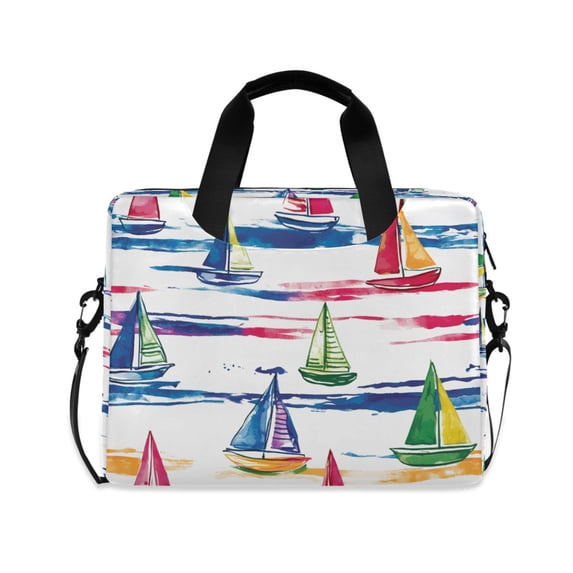 FORMRS 16" Laptop Bag Carrying Sleeve Case with Handle Travel Shoulder Briefcase, Hand Drawn Sailboats