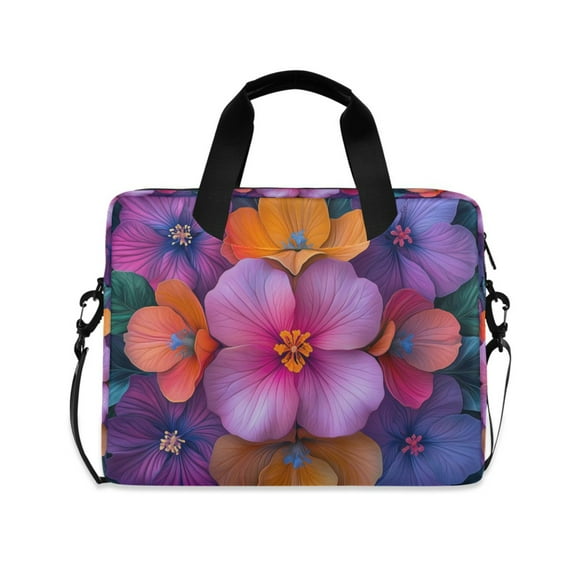 FORMRS 16" Laptop Sleeve Bag Carrying Case with Handle Travel Shoulder Briefcase, Large Purple Flowers
