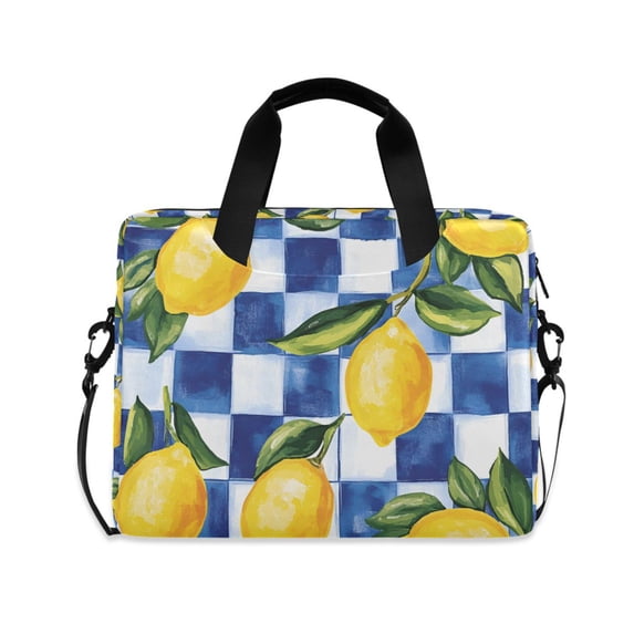 FORMRS 16" Laptop Bag Carrying Sleeve Case with Handle Travel Shoulder Briefcase, Lemon Checkered