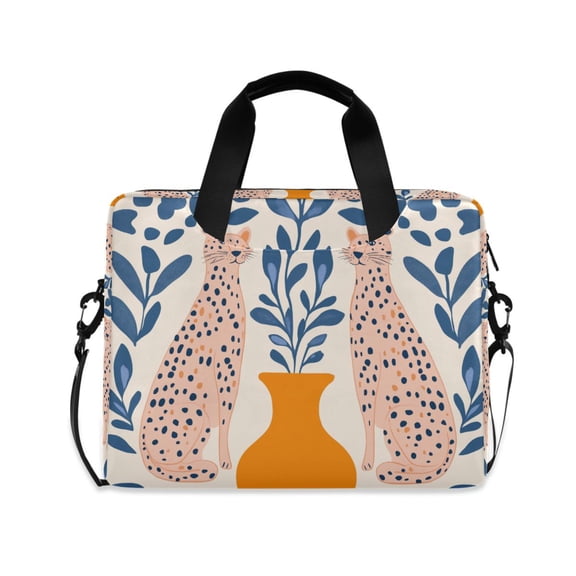 FORMRS 16" Laptop Sleeve Bag Carrying Case with Handle Travel Shoulder Briefcase, Leopards Leaves