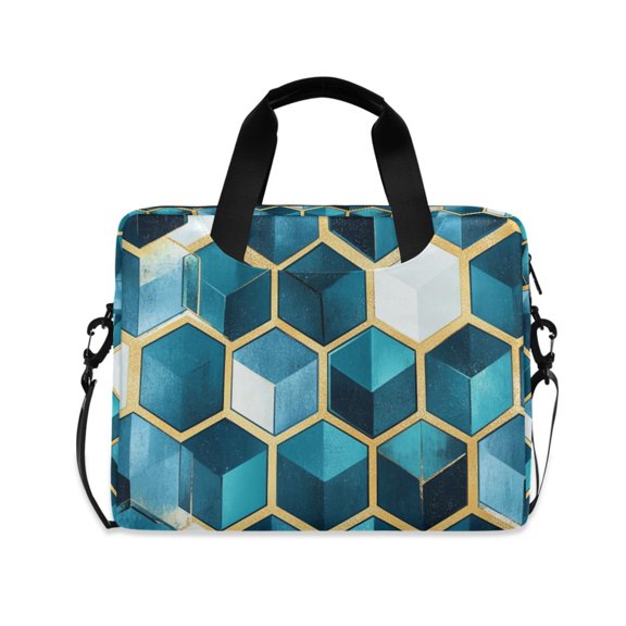 FORMRS 16" Laptop Bag Carrying Sleeve Case with Handle Travel Shoulder Briefcase, Light Blue Geometric Pattern