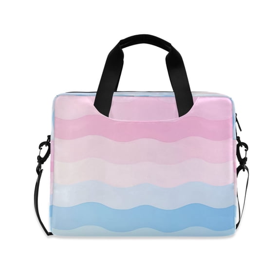 FORMRS 16" Laptop Bag Carrying Sleeve Case with Handle Travel Shoulder Briefcase, Light Pink Stripes