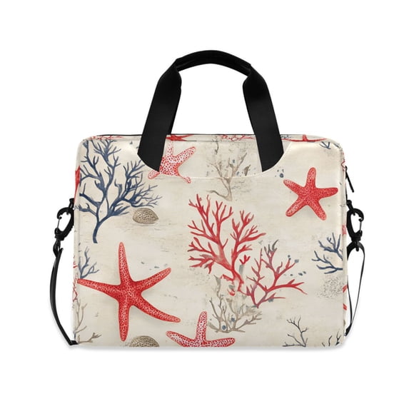 FORMRS 16" Laptop Bag Carrying Sleeve Case with Handle Travel Shoulder Briefcase, Light Red Starfish