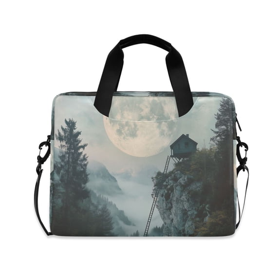 FORMRS 16" Laptop Bag Carrying Sleeve Case with Handle Travel Shoulder Briefcase, Moon and House